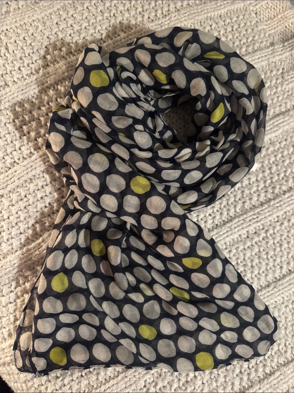 Target Navy Polka Dot Scarf with White & Lime Accents